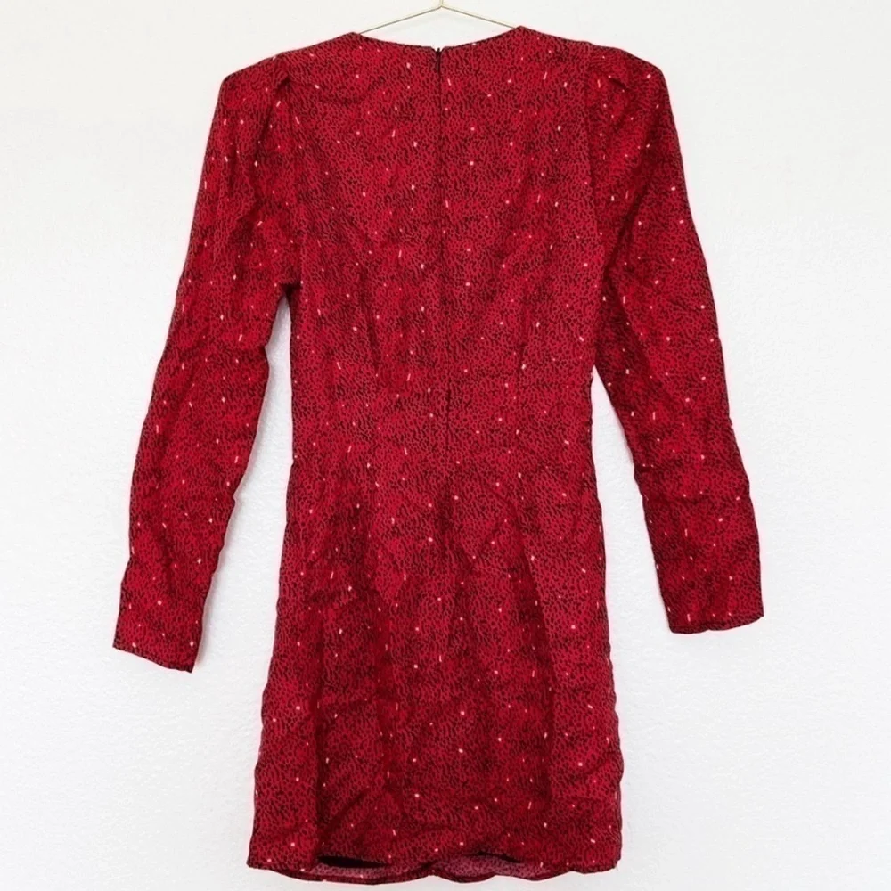 ZARA Plunging Neck Slight Ruched Long Sleeve Mini Dress SZ XS NWT - Picture 4 of 7